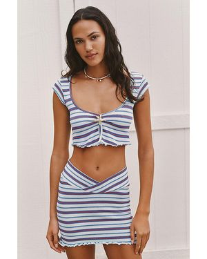 Celandine V-Waist Knit Mini Skirt - Blue