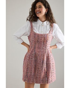 Maeve Sleeveless Tweed Fit & Flare Mini Dress - Pink