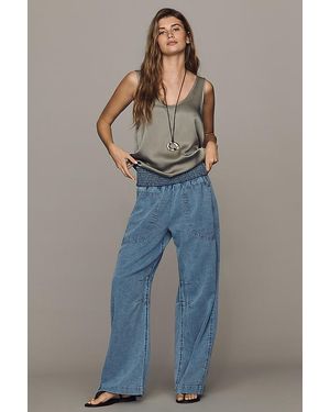 Pilcro The Reese Smocked Pull-On Barrel Trousers - Blue