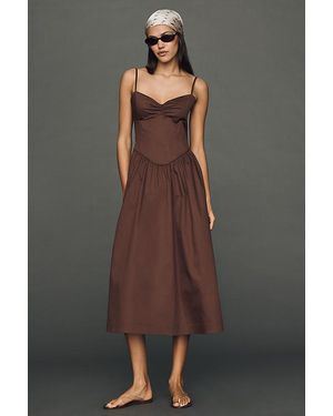Mare Mare Cotton A-Line Midi Dress - Brown