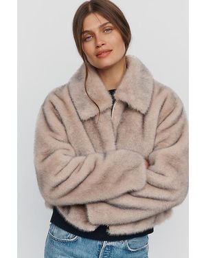 Maeve Cropped Faux-Fur Coat - Natural