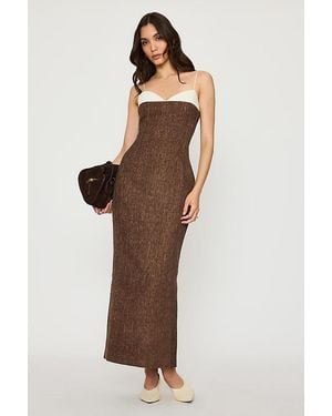 Odd Muse Tweed Contrast Detail Maxi Dress - Brown
