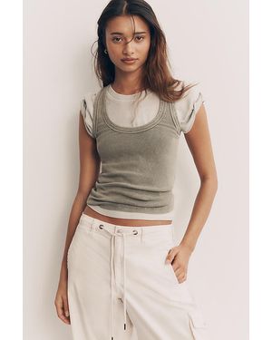 Pilcro Soft Wash Icon Tank Top By - Green