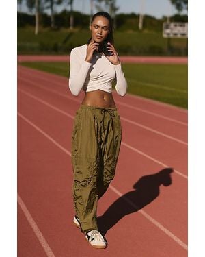 Daily Practice Tapered Drawstring Parachute Trousers - Green