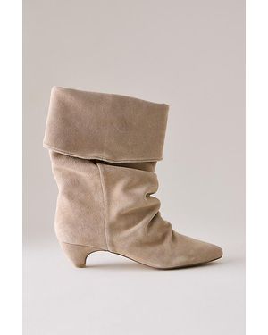 Silent D Heev Folded Ruched Boots - Natural