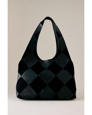 By Anthropologie Patchwork Suede & Leather Tote Bag - Black