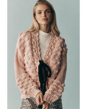 By Anthropologie Textured Front-Tie Cardigan - Brown