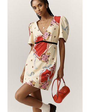 Maeve Lucky Charm V-Neck Puff-Sleeve Dress - Multicolour
