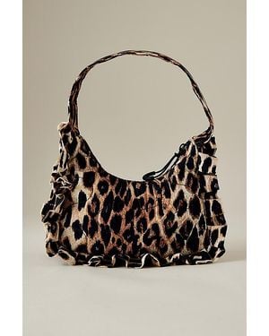 Anthropologie 90'S Frill Leopard Print Shoulder Bag - Black