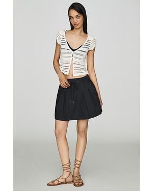 By Anthropologie Pleated Drawstring Mini Skirt - Black