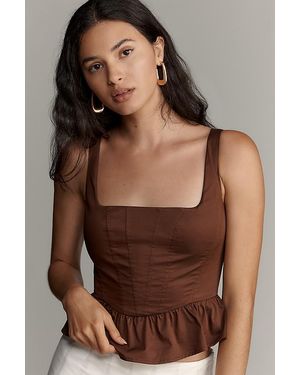 Mare Mare Square-Neck Peplum Tank Top - Brown