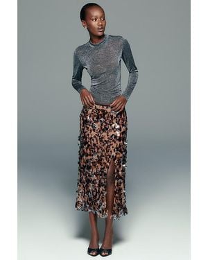 Maeve Sequin Midi Skirt - Grey
