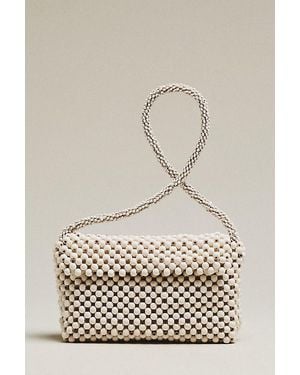 By Anthropologie The Fiona Wood Beaded Shoulder Bag - Natural