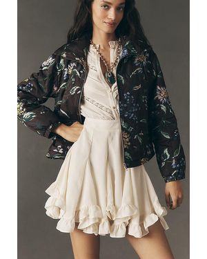By Anthropologie The Dahlia Floral Bomber Jacket - Black