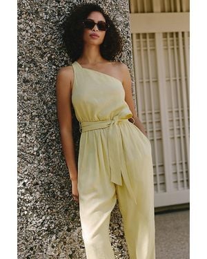 Celandine One-Shoulder Linen-Blend Jumpsuit - Green
