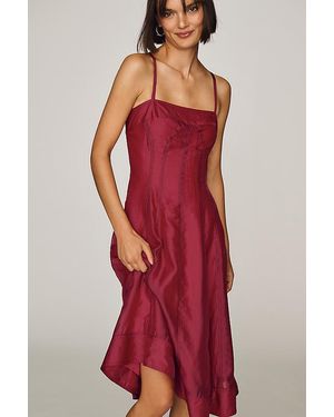 Pilcro Marin Square-Neck Midi Dress - Red