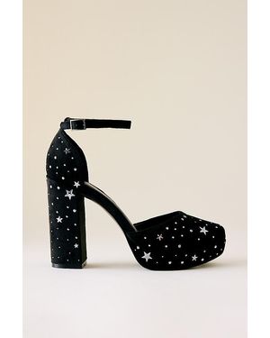 By Anthropologie Velvet Star Platform Heels - Black