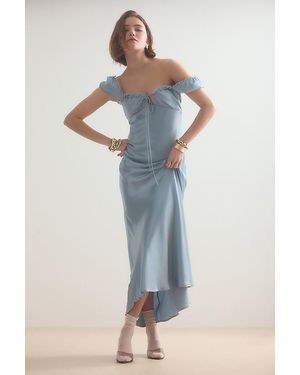 Bardot Stasia Satin Maxi Slip Dress - Blue