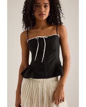 Kitri Adrea Linen-Blend Top - Black