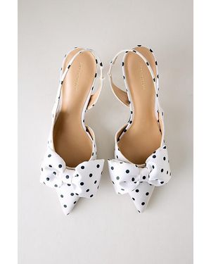By Anthropologie Satin Bow Slingback Heels - Brown