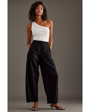 Anthropologie Linen-blend Barrel Trousers - Black