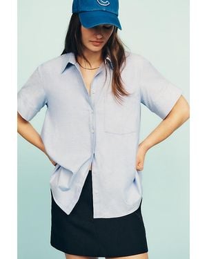 Maeve Short-Sleeve Yoke Shirt - White