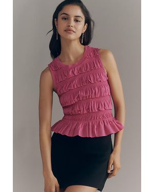 Maeve Cotton Shirred Ruffle Tank Top