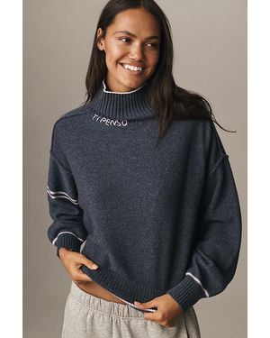 Pilcro Wool-Cashmere Tipped Turtleneck Jumper - Grey