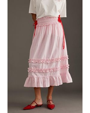 Damson Madder Olivia Ruffle Midi Skirt - Pink