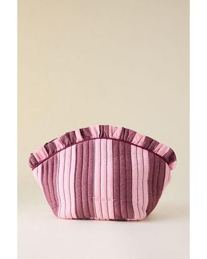 TBCo Cotton Stripe Ruffle Wash Bag - Pink