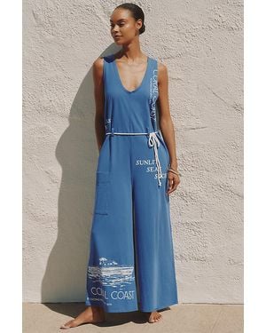 Celandine Coral Coast Knit Jumpsuit - Blue