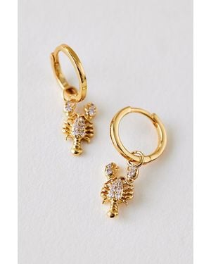 Anthropologie Lobster Charm Huggie Hoop Earrings - Metallic