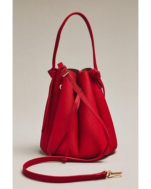 Melie Bianco Laguna Cinched Vegan Leather Bucket Bag - Red