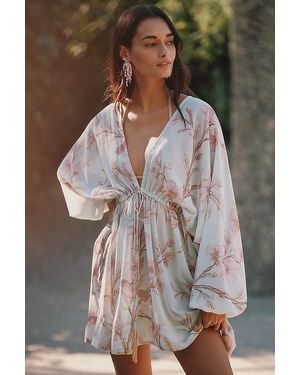 Celandine Printed Drawstring Getaway Kaftan - Brown