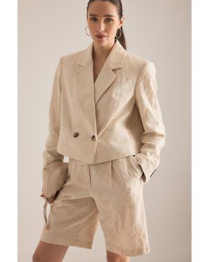 Maeve Embroidered Tailored Shorts - Natural