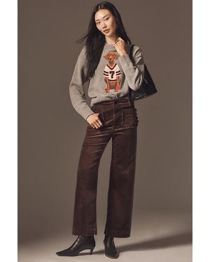 Maeve The Colette Crop Wide-Leg Trousers By Corduroy Scallop Pocket Edition - Brown