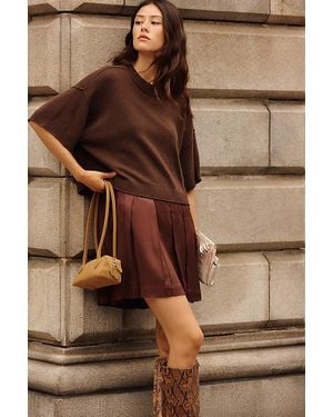 By Anthropologie The Goldie Wool Cashmere Twofer Mini Dress - Brown
