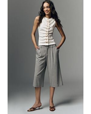 Maeve Pleated Cropped Trousers - Grey