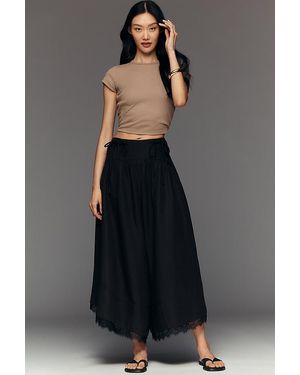 By Anthropologie Basque-Waist Wide-Leg Trousers - Black