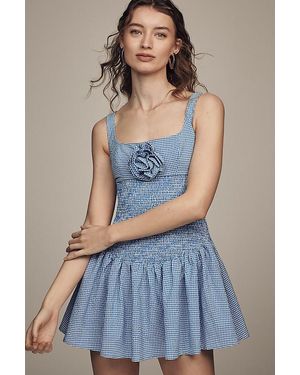 Maeve Smocked Rosette Drop-Waist Mini Dress - Blue