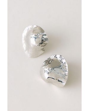 Anthropologie Hammered Metal Statement Stud Earrings - Metallic