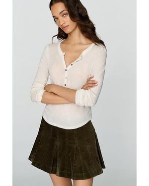 Pilcro Andie 100% Wool Tissue Weight Henley Top - White