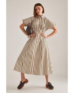 Exquise Raina Short-Sleeve Midi Shirt Dress - Multicolour