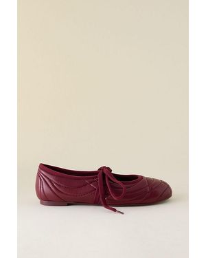 JW PEI Erika Topstitching Lace-Up Ballet Flats - Purple