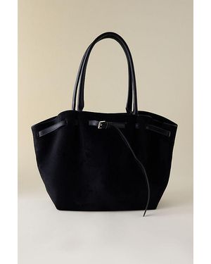 By Anthropologie Faux-Suede Belted Tote Bag - Black