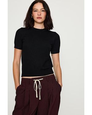 By Anthropologie Georgie Short-Sleeve Knit Top - Black