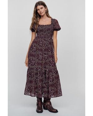 By Anthropologie The Peregrine Cotton Puff-Sleeve Midi Dress - Multicolour