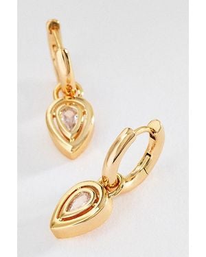 By Anthropologie Pear Crystal Huggie Hoop Earrings - Metallic