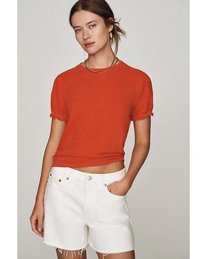 Pilcro The Bennie Cotton-Slub Crew-Neck T-Shirt By Puff-Sleeve Edition - Pink