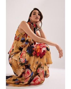 By Anthropologie Floral Drop-Waist Maxi Skirt - White